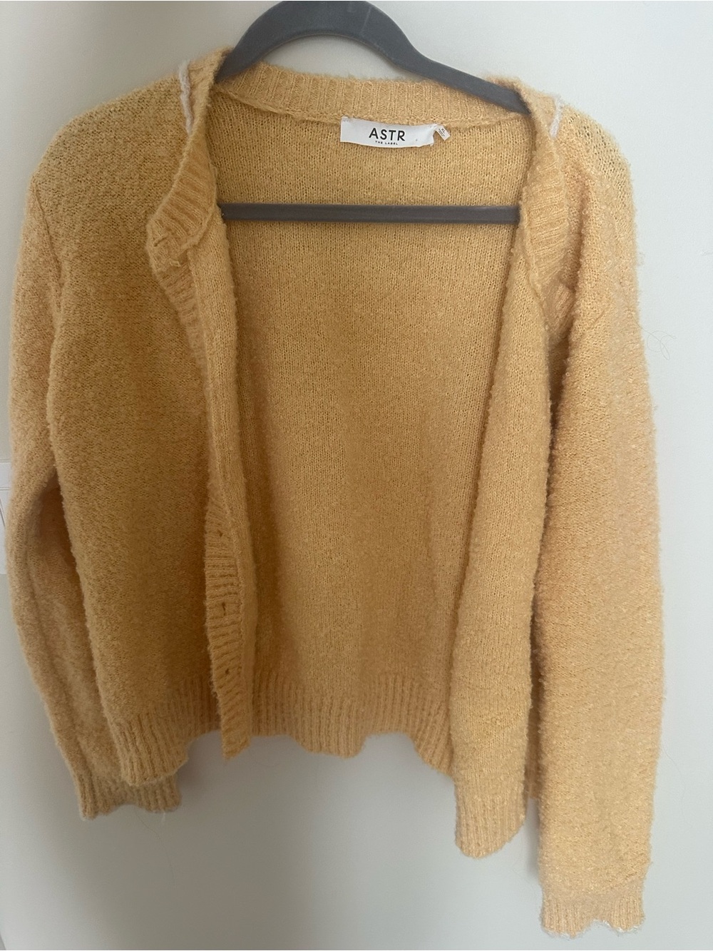 Astr Open-Front Cozy Knit Cardigan - Mustard